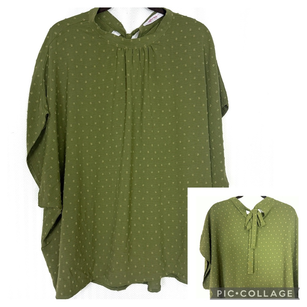 Ashlee Marie Boutique Swiss Dot Tie Back Blouse Size 2X
